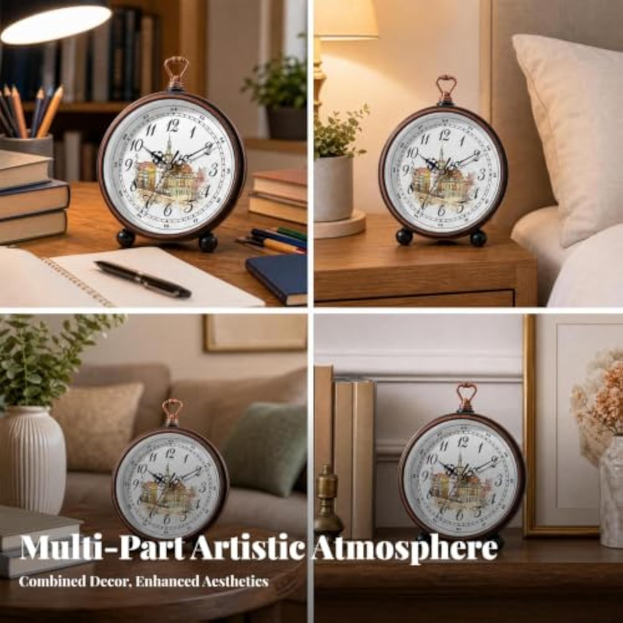 Vintage Analog Copper-Toned Desktop Alarm Clock